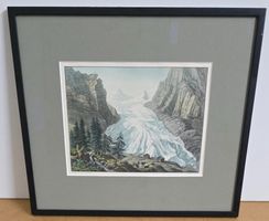 Original Aquatinta: Rosenlauigletscher (Bern) Kupferstich