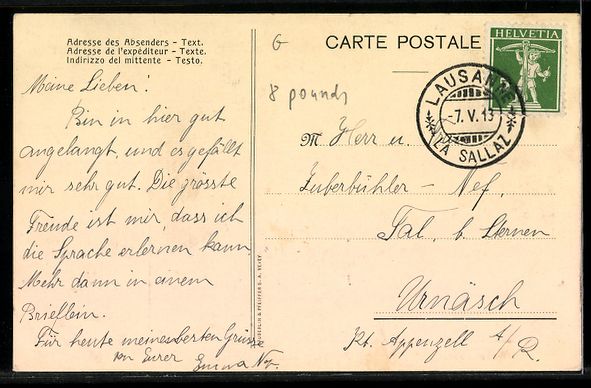 Cartoline postali: Lausanne, Pensionnat Johnston, La Maison – Usato da Berlin venduto da bartko-reher 1