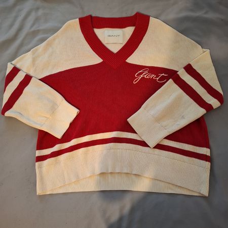 GANT Red Varsity V-Neck Jumper Rouge/Crème Xxl