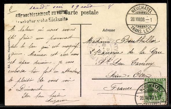 Cartes postales: AK Neuchâtel, Musée des Beaux-Arts – D'occasion à Berlin par bartko-reher 1