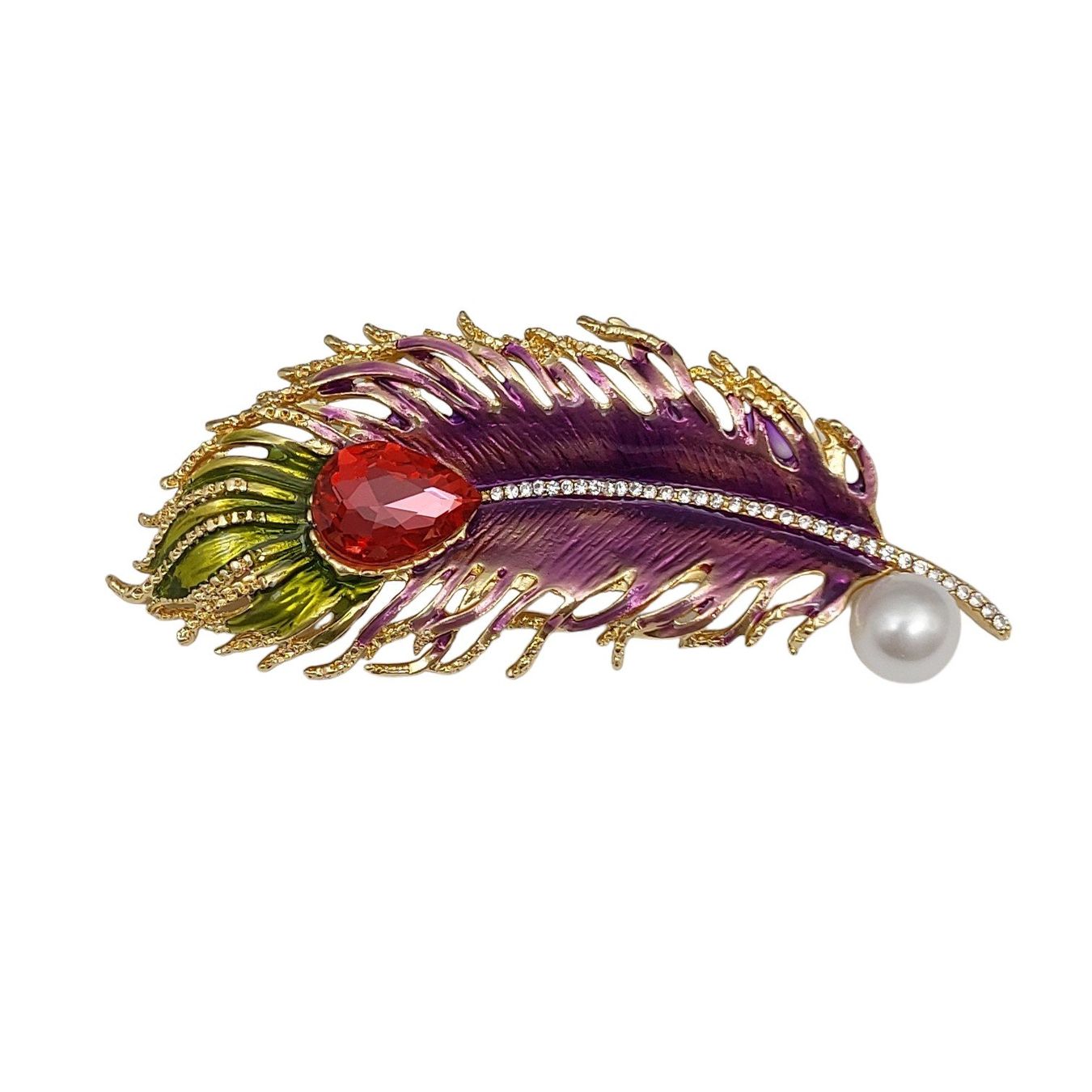 Spille & Fermagli: Brosche Feder Rot – Nuovo e nell'imballaggio originale da Zunzgen venduto da WeilerShop 1