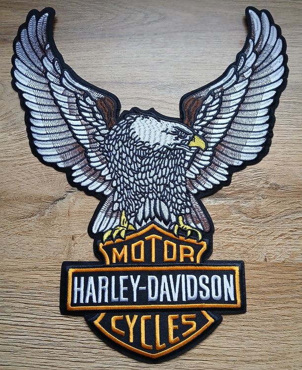 Harley-Davidson Toppe: Harley-Davidson Cycles Écusson Aigle Brodé J093 – Nuovo e nell'imballaggio originale da Allens venduto da MADE.IN.ROCK.N.ROLL 1