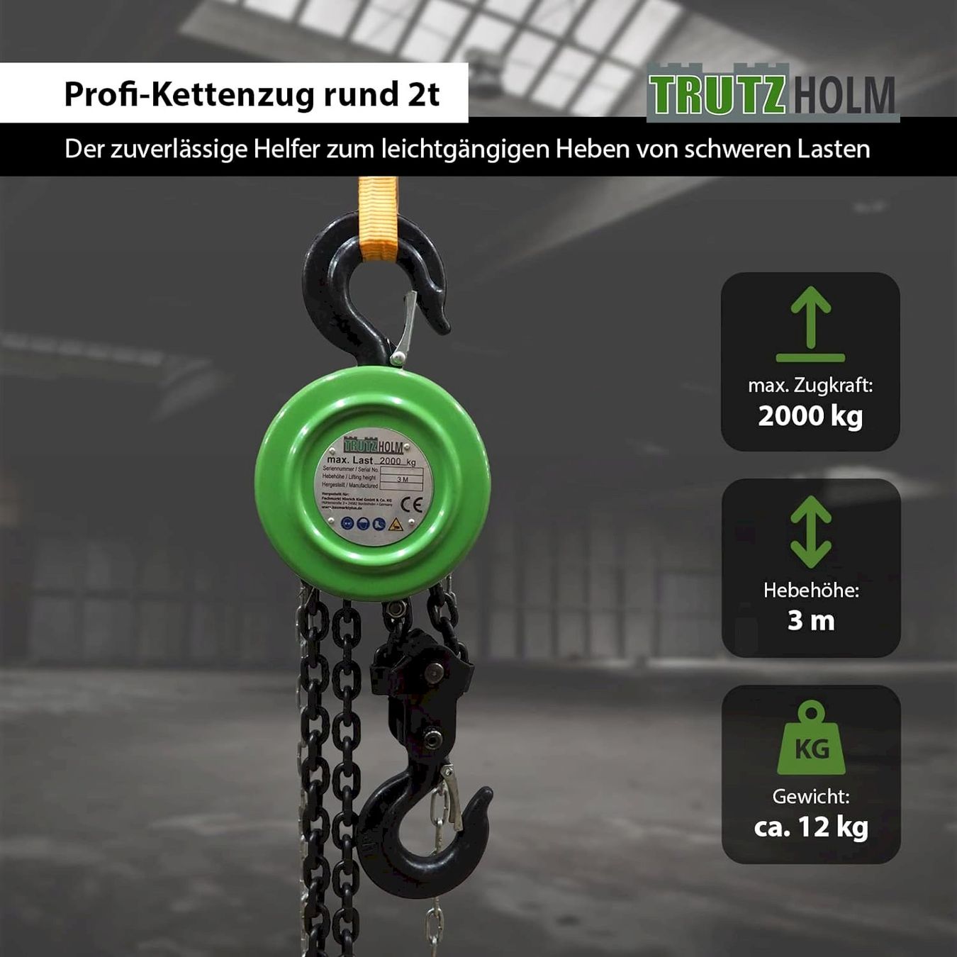 Sonstiges zum Lager & Transport: Kettenzug 2t 3m rund – Neu und originalverpackt aus Bottighofen von zaap 1