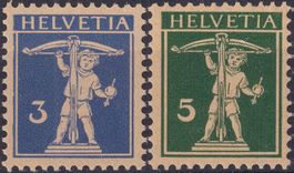 1933, Tellbub, Nr.182z+183z (Geriffelt) postfrisch **, 25.-