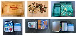 Lot de jeux de société Scrabble, échecs, dominos, Qwixx, …