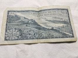 Billet 20 francs Grand-duché Luxembourg a 1Frs bonne chance 