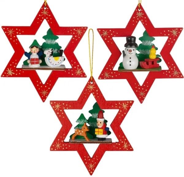 Tutte le decorazioni: Baumschmuck Sterne 11cm Holz rot – Nuovo e nell'imballaggio originale da Basel venduto da Seifehuesli 1