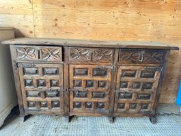 Sideboard Holz Schnitzerei 3 Tueren 3 Schubladen Vintage ...