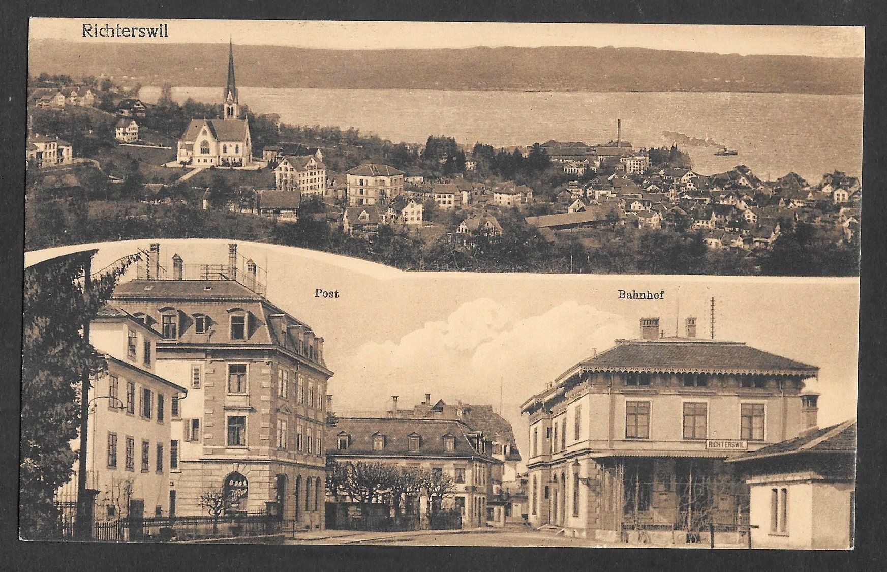 Cartoline postali: Richterswil Post und Bahnhof – Usato da Olten venduto da clotaldi