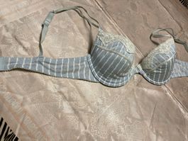 Reggiseno Benotti 75B azzurro a righe con pizzo, nuovo