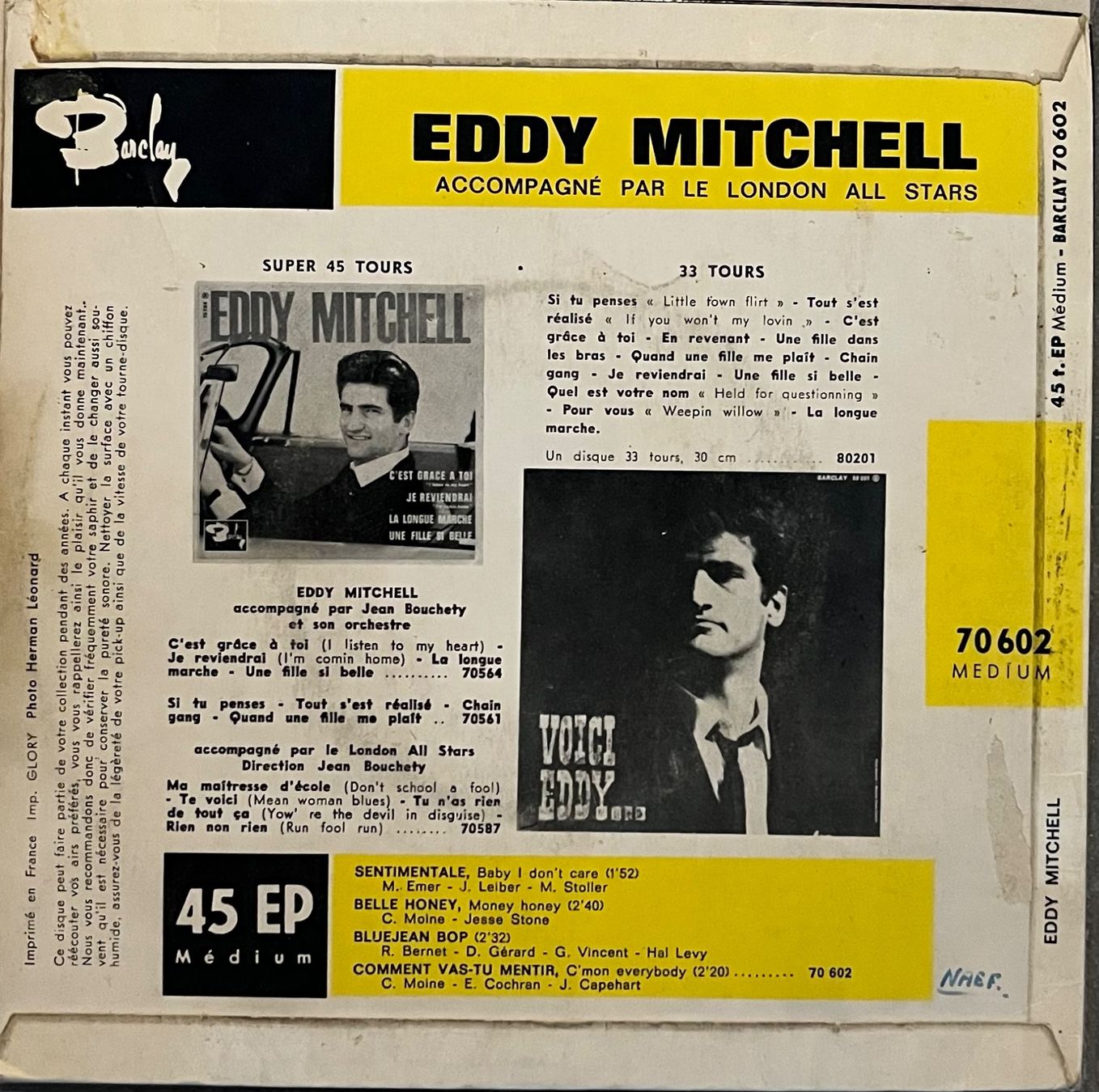 Schallplatten: EDDY MITCHELL - SENTIMENTALE – Gebraucht aus Bussigny von vinyl-pas-cher 1