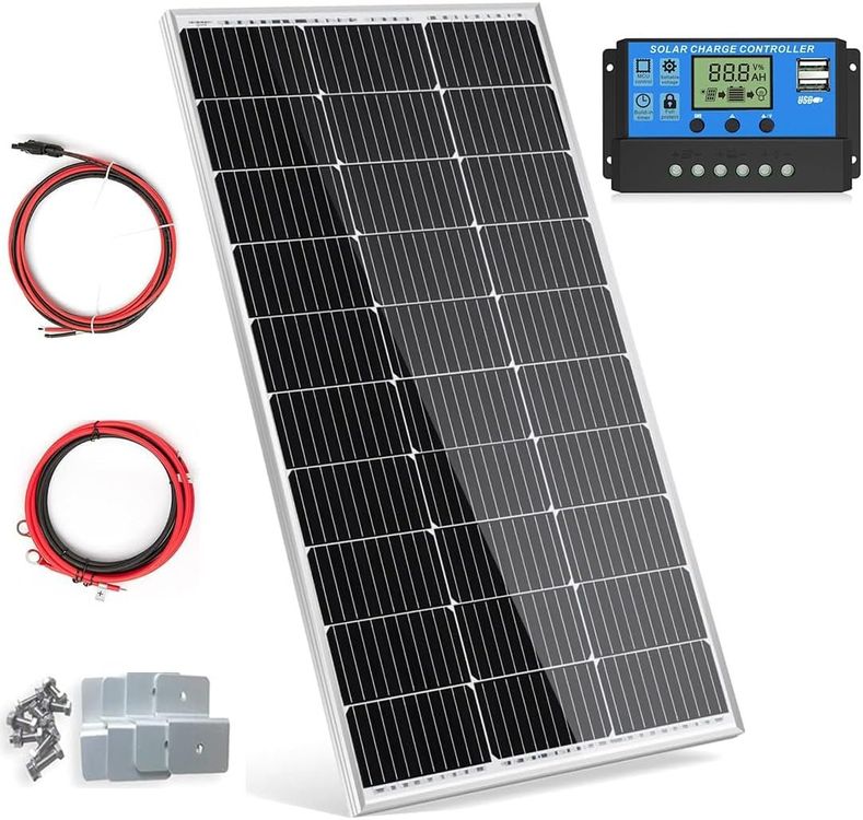 Dispositivi a energia solare: 100W Solarpanel 12V Set mit 20A Regler fuer Camping Boot – Nuovo e nell'imballaggio originale da Hundwil venduto da pac_6jh8