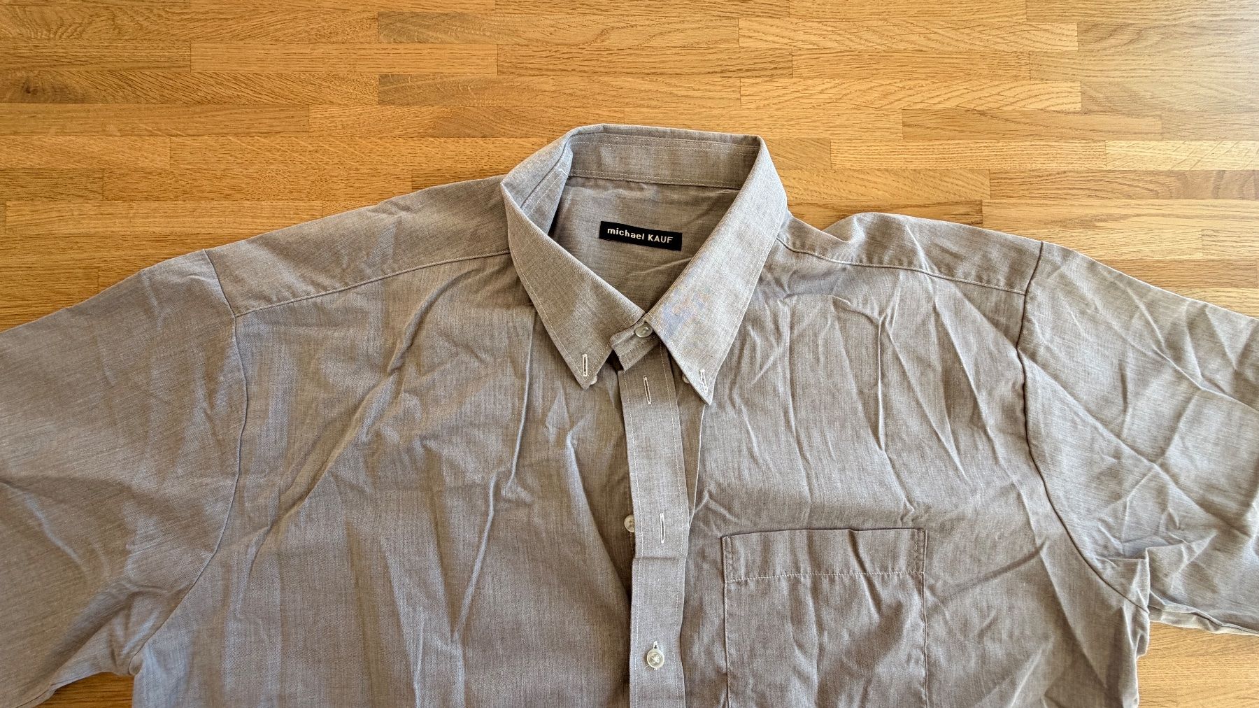 Camicie: Hemd - MICHAEL KAUF Kurzarm grau ca. Gr. XXL 45-46 – Usato da Winterthur venduto da Secondhand-Family 1