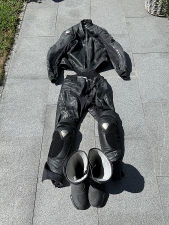 Motorrad Lederkombi; FLM Motorrad Lederkombi 2teilig+Stiefel