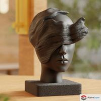 Waves of Thought Sculpture – Abstract Female Head - 3D Print