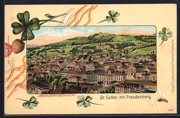 Cartoline postali: St. Gallen, Ortsansicht mit Freudenberg  – Usato da Berlin venduto da bartko-reher