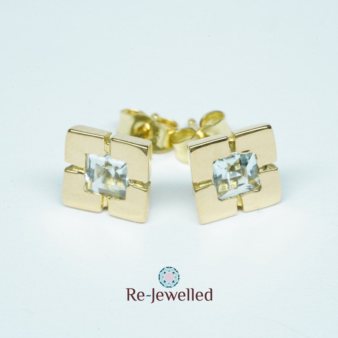 Orecchini pendenti & Orecchini a lobo: Ohrstecker 14k Gelbgold mit Aquamarin – Usato da Bülach venduto da Re-Jewelled 6