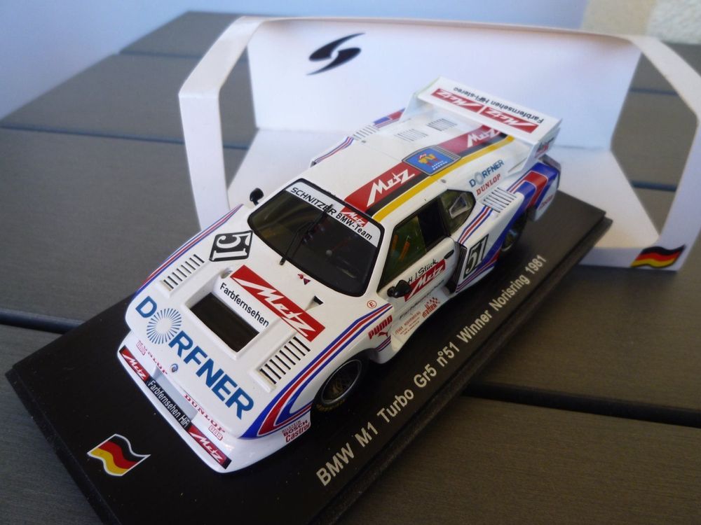 BMW M1 N°2 Gr5 Turbo LUBRI 1000 DRM 1981 H.J.Stuck 1/43 Record No spark