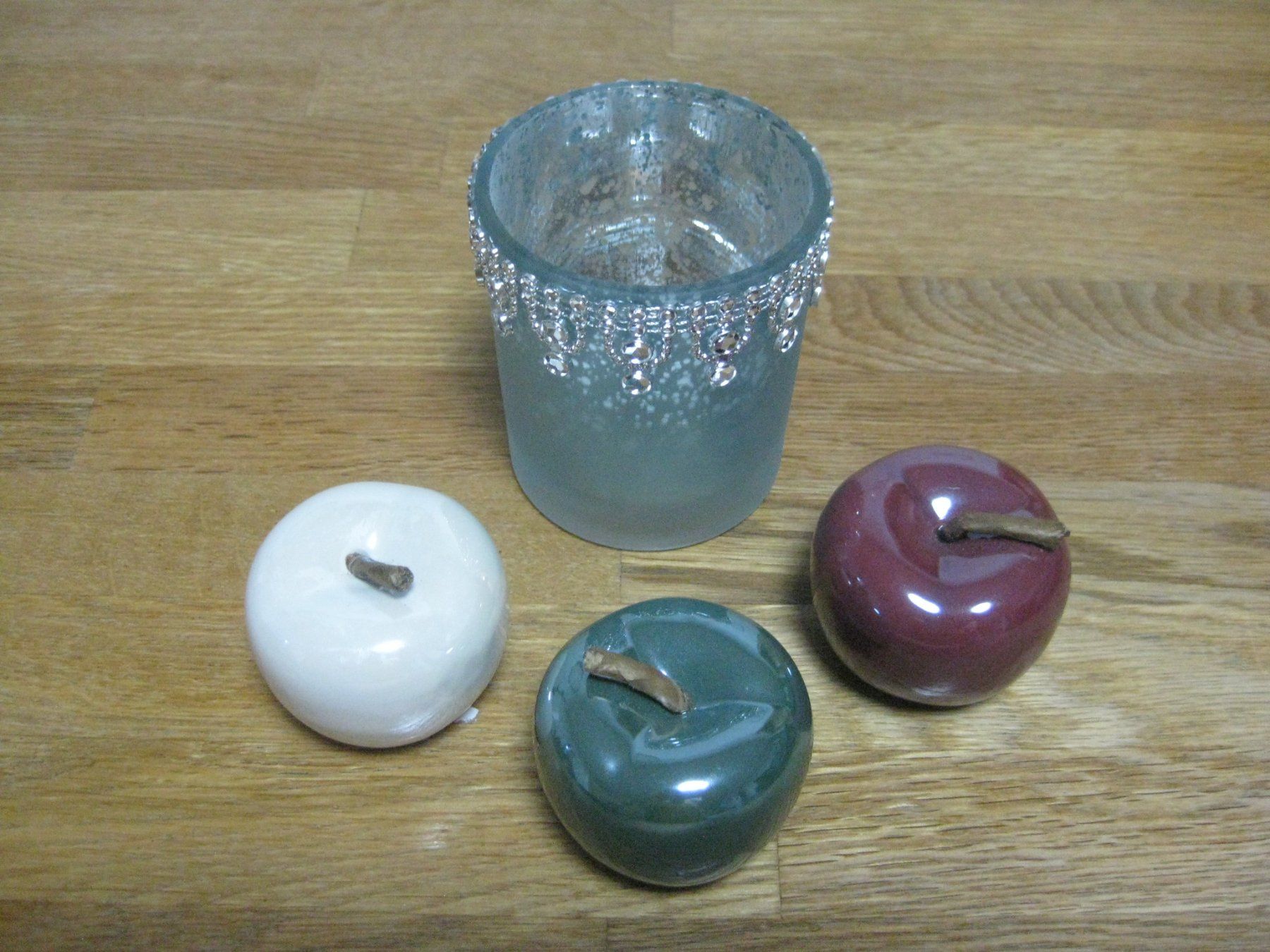 Alle Dekorationen: Schönes Glas Teelicht und 3 Äpfeli – Neu (gemäss Beschreibung) aus Romanshorn von Wazoohandlung 1