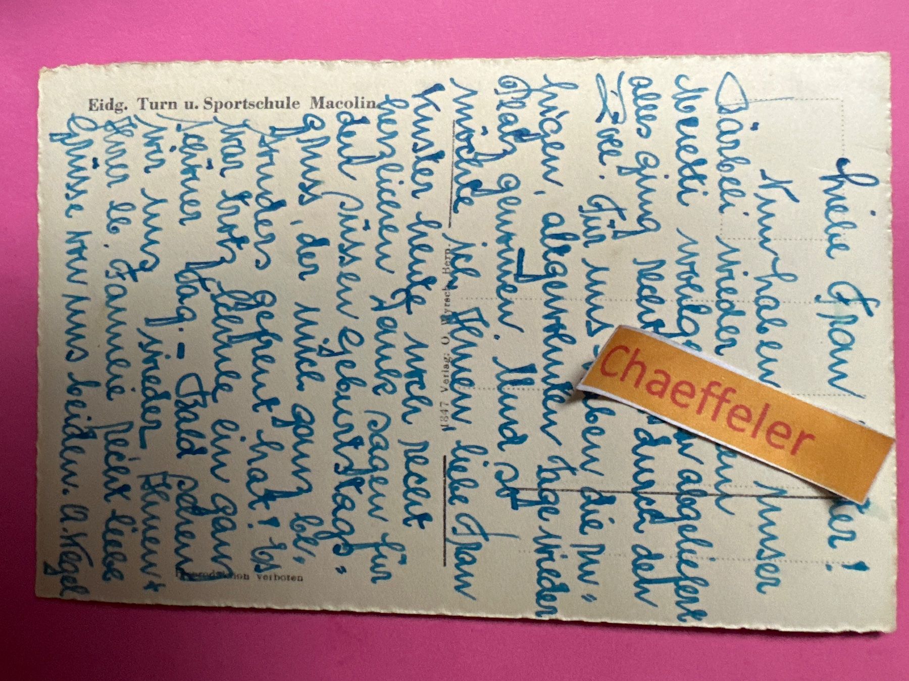 Cartoline postali: Eidg. Turn und Sportschule Macolin – Usato da Zürich venduto da Chaeffeler 1