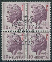 1946 - Genfer Aemter BIE - Viererblock - Ersttag Stempel ET