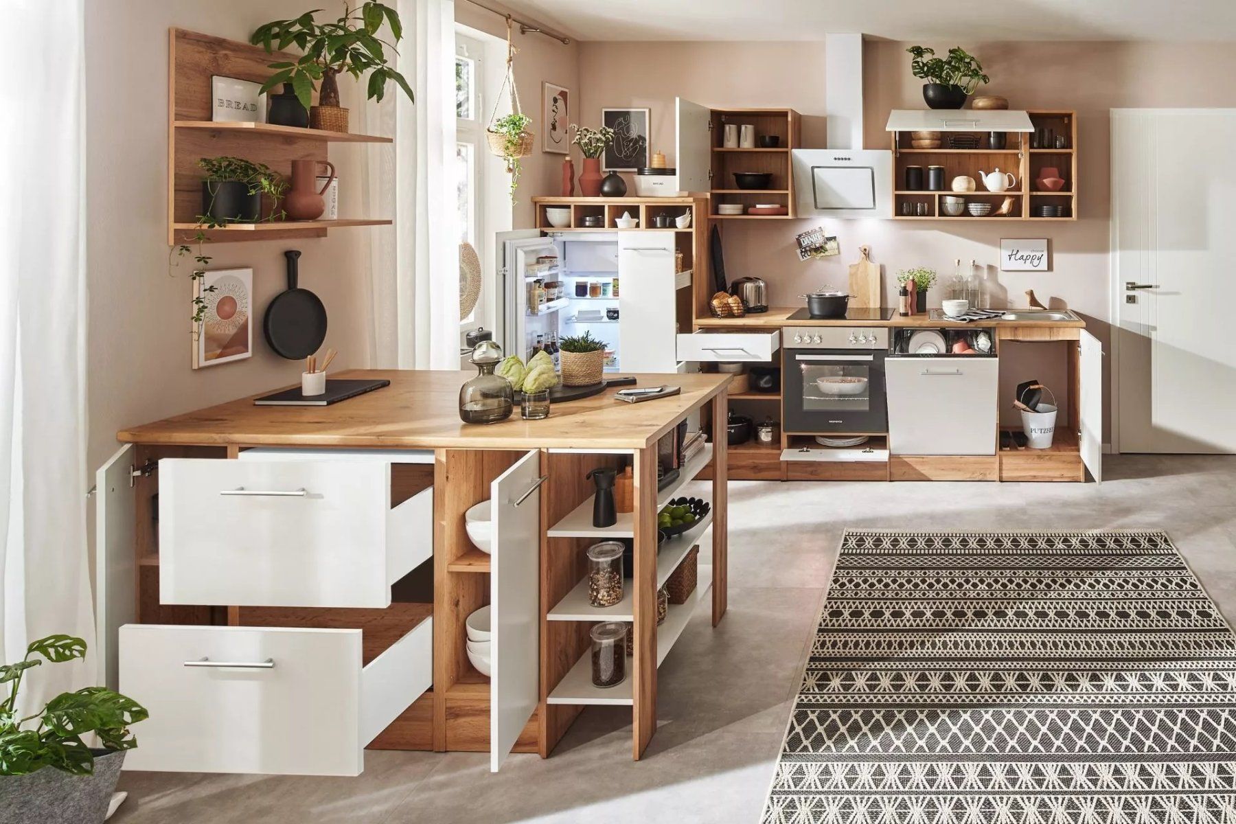 Cucine complete: 916 - Inselküche Einbauküche Eiche/Weiss Hilde 310cm – Nuovo e nell'imballaggio originale da Wallenwil venduto da toesstalvertrieb 3