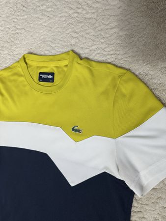 T-shirt de sport Lacoste jaune et bleu - Taille S