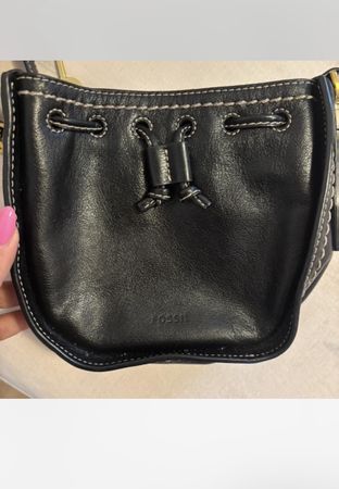Fossil Beuteltasche Leder schwarz Damen gebraucht
