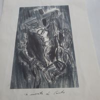 Originale Zeichnung "La Morte di Cristo" signiert datiert