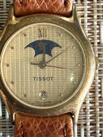 Montre Tissot Moonphase cadran doré bracelet cuir Vintage