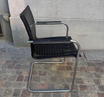 Freischwinger Stühle schwarz Chrom – 2 Stück
