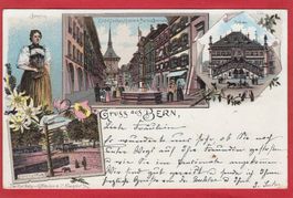 BERN, ZEITGLOCKENTURM, KRAMGASSE, RATHAUS, BÄRENGRABEN LITHO
