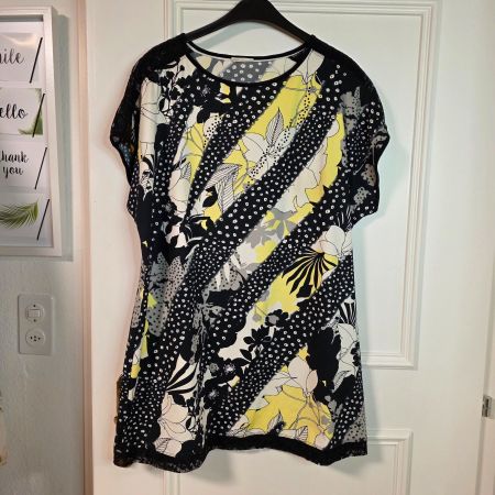 Sommerliches Tunika-Bluse , schwarz gelb, Gr. XL/XXL