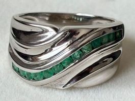 Smaragd Silberring, 925, Gr. 60, NEU