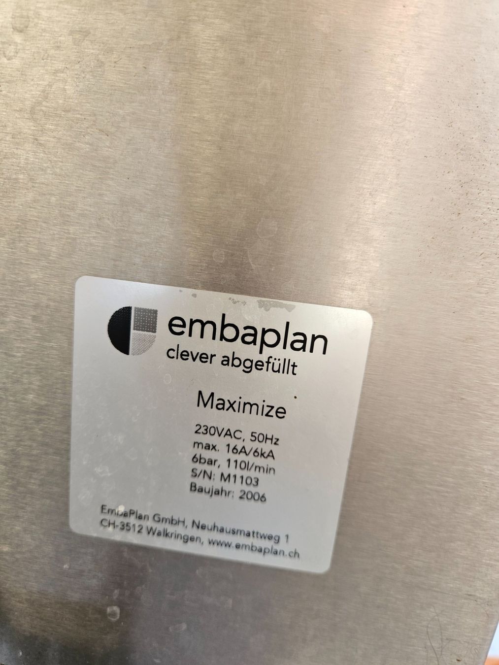 Tutte le macchine: EmbaPlan Maximize Abfüllanlage, Baujahr 2006 – Usato da Vorderthal venduto da tob_bj8w 1