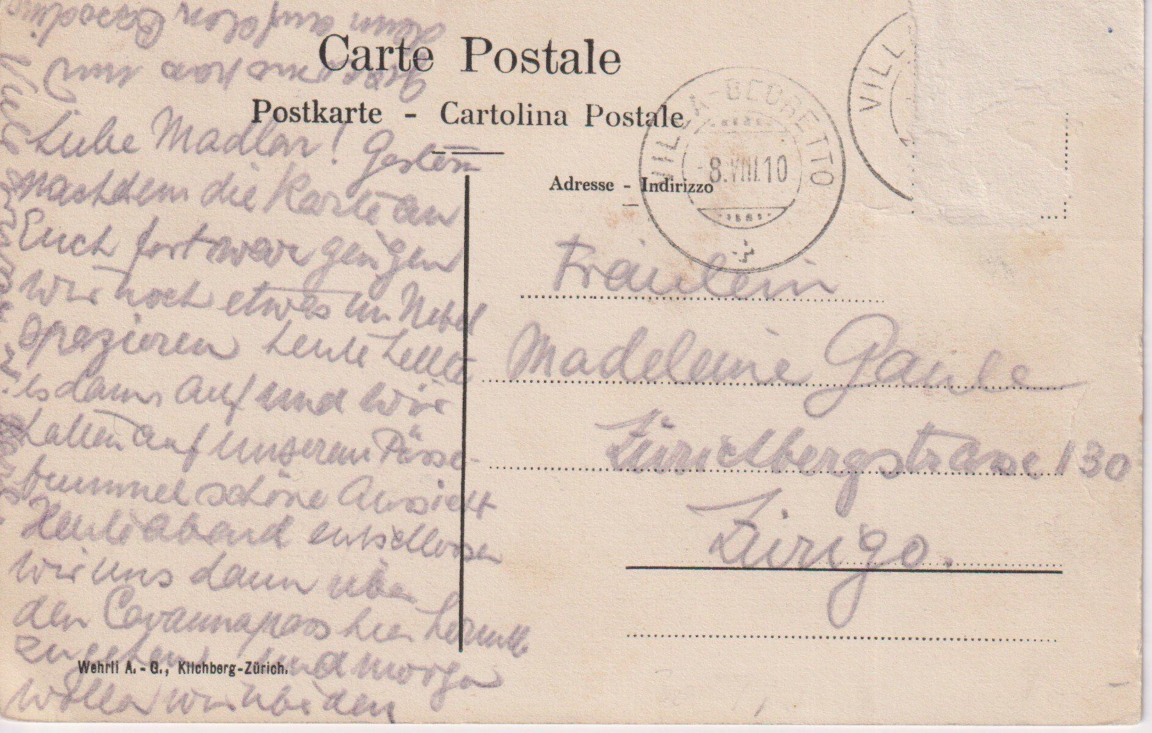 Cartoline postali: AK Val Bedretto, panorama con Bedretto 1910 – Usato da Riva San Vitale venduto da MAR-NAPO 1