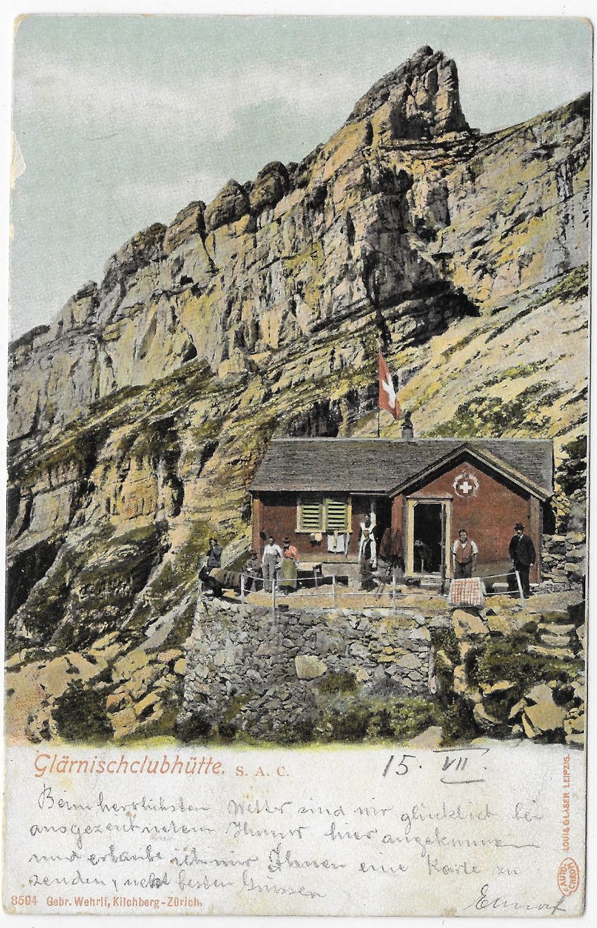 Cartoline postali: Glärnischhütte S.A.C. um 1903 – Usato da Hefenhofen venduto da Richsalz