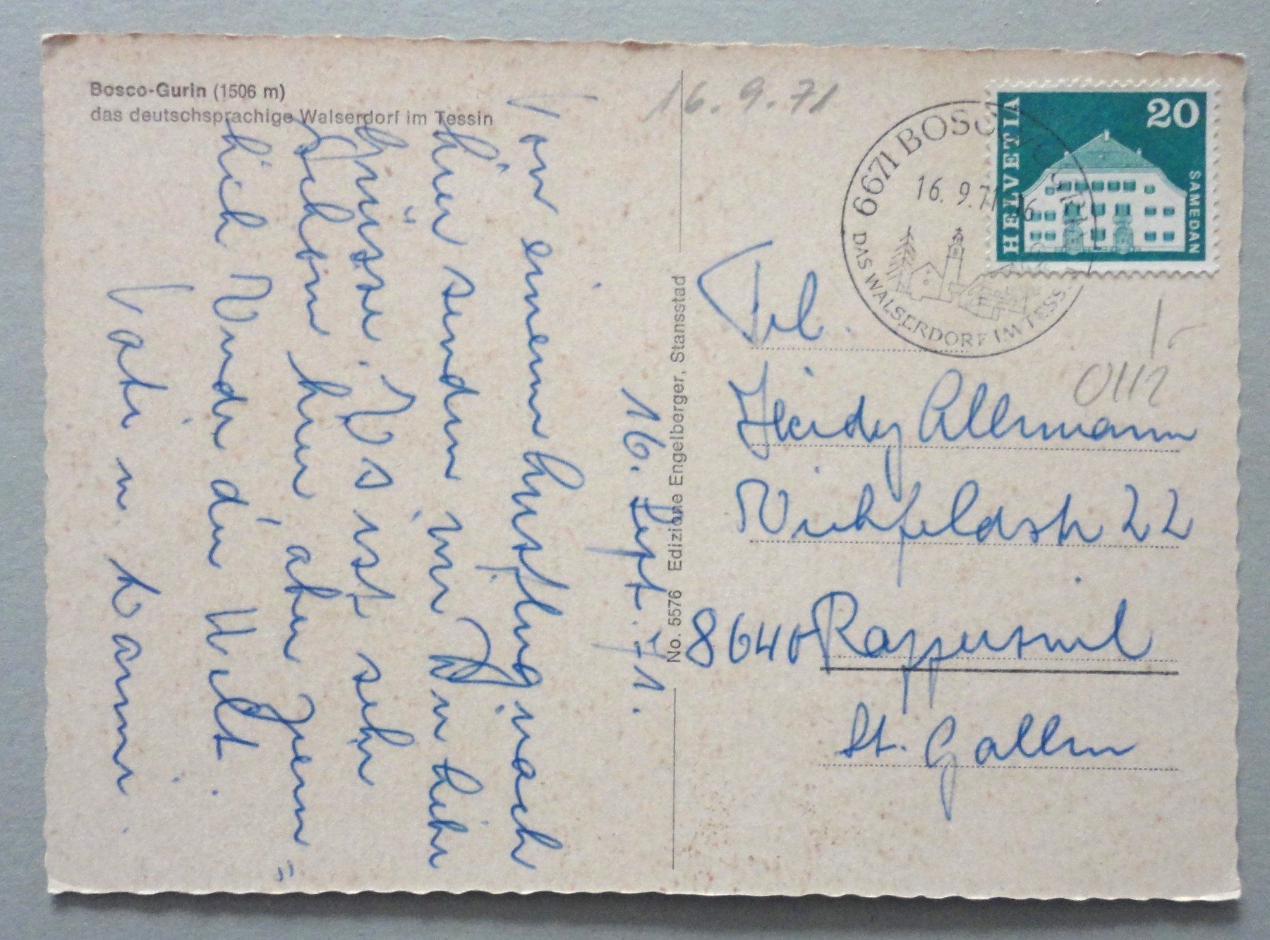 Cartoline postali: Bosco-Gurin (1508 m) – Usato da Fétigny venduto da Billy2miny 1