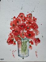 Sommerliche Aquarell Malerei: Mohnblumen im Glas!