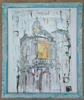 UNIKAT BILD AQUARELL "HAUS" 32.5 x 47.5
