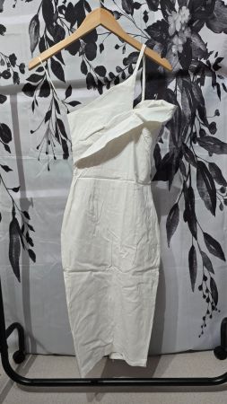 Vesper Bodycon One-Shoulder Kleid (UK 8) weiss