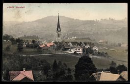 AK Hundwil, Ort mit Kirche aus der Vogelschau