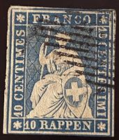 1854 Strubel  Zst. Nr. 23 Aa  mit Befund