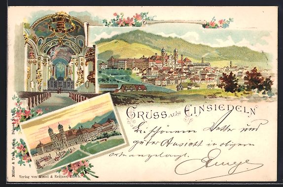 Cartoline postali: Litho Einsiedeln, Kloster, Innenansicht – Usato da Berlin venduto da bartko-reher