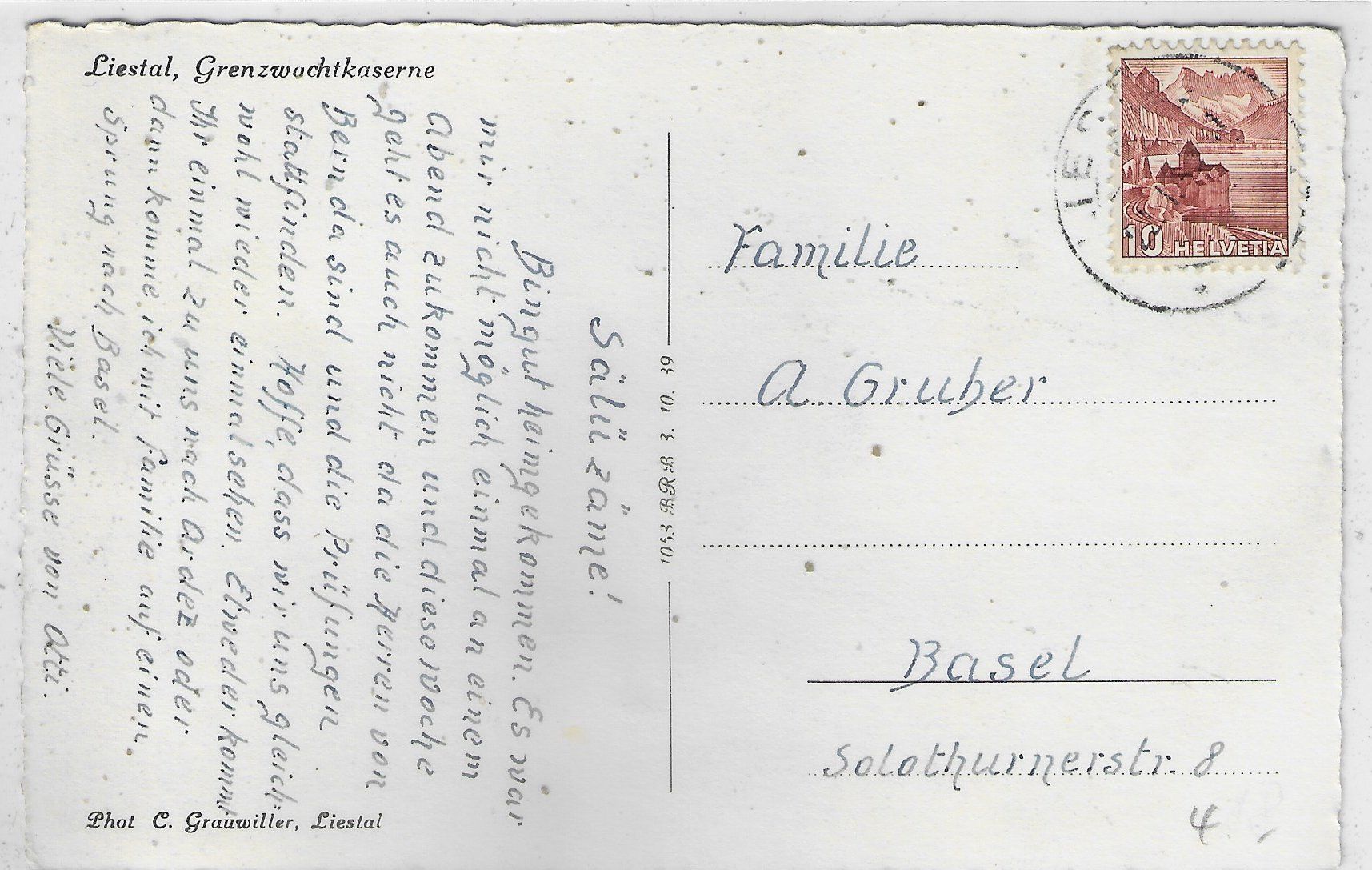 Cartoline postali: Liestal - Grenzwachtkaserne – Usato da Ettingen venduto da Kartenplanet 1