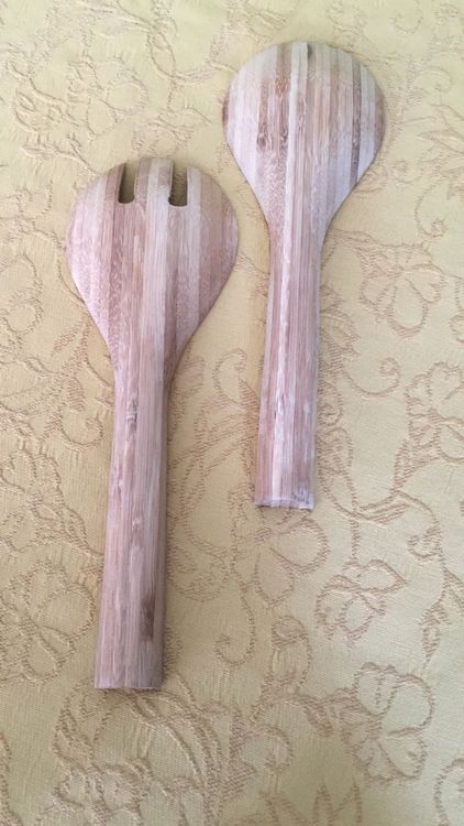 Set 2 Posate Insalata In Legno - Forchetta E Cucchiaio 10.2 Pollici, Manico Lungo, Per Mescolare E Servire - Foto 12