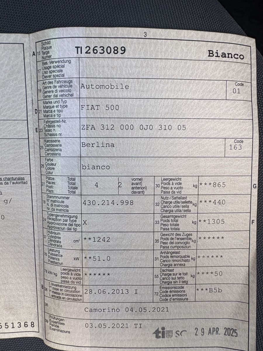 Fiat Automobili: Fiat 500 1.2 – Usato da S. Antonino venduto da man_t6d7 5