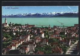 Romanshorn, Ortsansicht mit See und Berg