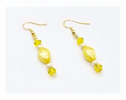 Ohrringe Swarovski Kristalle in Citrin und Perlen in Gelb
