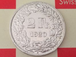 2 Franken 1920 vz+, nur 2,3 Mio!